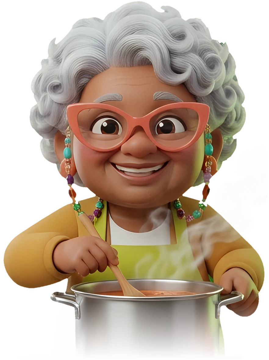 A Vó de avental, mexendo a panela